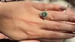 Vintage Pear Shaped Moss Agate Halo Engagement Ring #trendingshorts #gemstone #gemstonejewelry