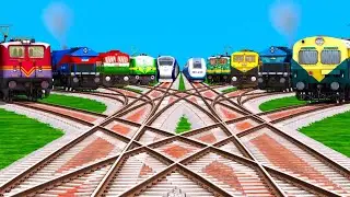 Indian train Vande Bart Express Crossing by Bumpy Branched Railroad tracks ll train Simulator 