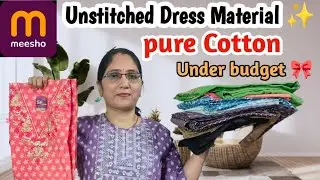 Unstitched cotton dress material 🌈Under budget and beautiful ✨@Meesho 