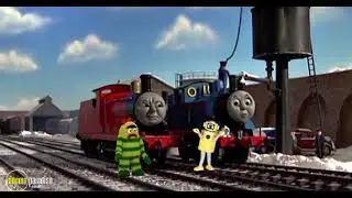 James and Brobee meeting Thomas and Plex at the water fountain