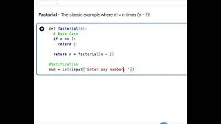 Python Code for Factorial using Recursion