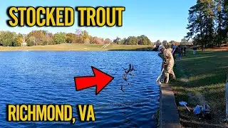 Fishing for STOCKED TROUT in Richmond VA but CATCHING Another SPECIES! SHIELDS LAKE RAINBOW TROUT!