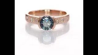 6mm Chatham created Alexandrite Half Bezel Diamond Star Dust Rose Gold Engagement Ring