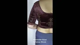 PU Fashion Partywear Velvet Blouse Diamond Work (551 Coffee)