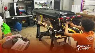Watch This Stunning Casket Wrap Time-Lapse | Black and Gold Custom Casket Design by We Wrap Caskets