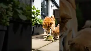 Yard cub protection battle Watch the fearless defense in action #BigFrog #MotherDog #DogLovers