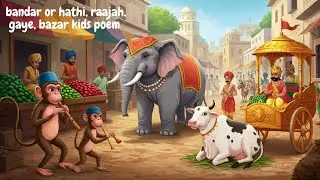Bandar Ya Hathi? 💥 Raajah&rsquo;s Adventure in the Bazaar! | Urdu Poem for Kids 🐒🐘