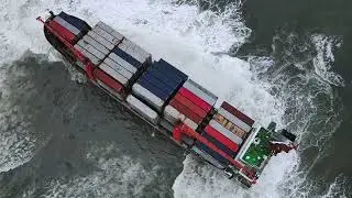 container ship which ran aground during a storm shipwreck