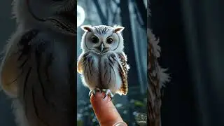Curious Baby Owl Perched at Night #cuteanimals #animalrescue #animation #cuteowl