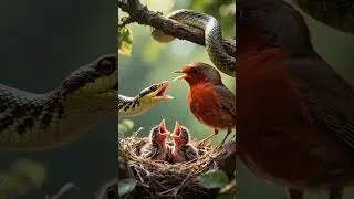Sparrow is saving her babies from Snake #shorts #shortsfeed #viralnow #wildlife #explore #snake