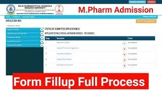 DIPSER Application Form Filling Process for M.Pharma 2023