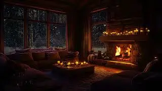 Silent Blizzard Cabin Night | Warm Fireplace Glow and Snowfall Ambience for Deep Sleep & Rest Night