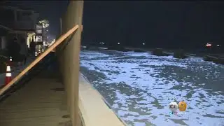 High Tide Waves Pummel Long Beach Berms, Causing Flooding Fears