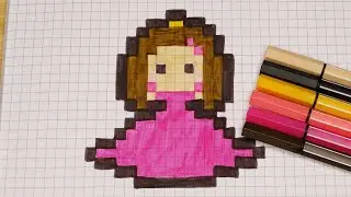 DIY Handmade Drawing Pixel Art | How to draw a cute Winter Princess | Draw with Me