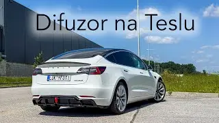 Difuzor na Tesla Model 3 - jako je to asi tro&scaron;ku moc, ale mě se to fakt l&iacute;b&iacute; 😅.
