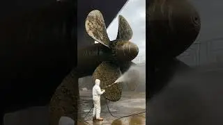 Satisfying High-Pressure Cleaning of a Dirty Ship Propeller! 🚢✨ #ShipCleaning #PropellerCleaning #ai
