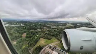 [4K Engine Wing View Rolls Royce Engine] Cathay Pacific 777-300 Landing Tokyo NRT 16L