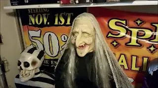 Gemmy Prototype Life Size Animated Hagatha the witch with Tiki Skull Stick Review