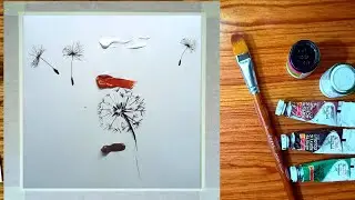 Acrylic Painting Technique for Beginners | The Dandelion In Dramatic Sunset Painting : Step By Step
