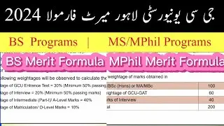 GC University Lahore Merit Formula 2024 | How to Calculate GCU Lahore BS & MPhil Programs Aggregate