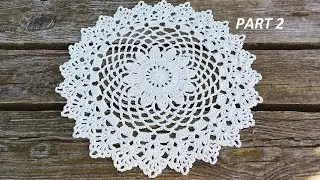 How To Crochet Pretty Daisy Doily Part 2 Round 11 - 15