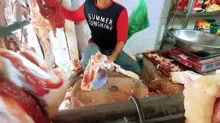 Best Butcher Skills very fastest meat cutting skills cold weather in mirpur meat shop