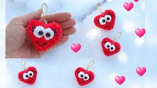 За 10 мин‼️Сердечко брелок крючком на день влюбленных 🧡crochet heart🧡häkelherzen