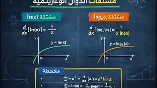 شرح موضوع (مشتقة دالة الاكس بونيشيل e)ومشتقة Ln وخواص دالة log و دالة Ln