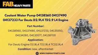 Coolant Water Pump 04138560 04137490 04137233 For Deutz D2.9L4 TD2.9 L4 Engine