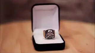 322 Skull and Bones Ring - Skull and Crossbones Yale Ring Masonic Ring, Silver, Vintage Finish