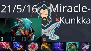 Miracle- mid Kunkka vs Invoker, Weaver, Beastmaster - solo kill, 10 thousand ways ant dead - dota2