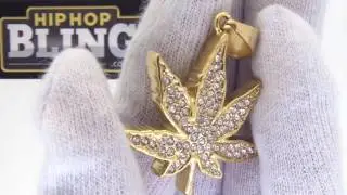 Bling Bling Marijuana Pot Leaf Pendant | Gold Hip Hop Jewelry