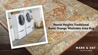 Peoria Heights Traditional Burnt Orange Washable Area Rug