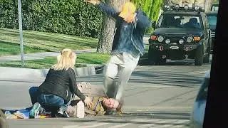 crossing guard makes pedestrian get run over  #funny #ericandreshow #comedy #funnyvideo #funnyvideos