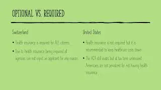 Switzerland V.S. USA Health Insurance