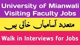 University of Mianwali visiting faculty Jobs 2024 | Cook carpenter Driver Conductor vacancies