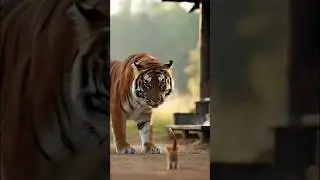 This Tiger 🐅 was NOT expecting this tiny opponent's big courage! 🤣💥 #tiger #shorts #fail