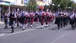 Corowa Federation festival parade 2013 massed bands.