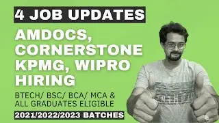 4 Job Updates || Amdocs, Cornerstone, KPMG, WIPRO are Hiring || BTech/ BSC/ BCA/ MCA &  Others
