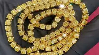 Gold and Canary Diamond Iced Out Tennis Chain