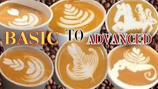 From Basic to advanced Latte art tutorial #1 | Heart | Tulip | Rosetta | Swan | Pegasus | Sea Horse
