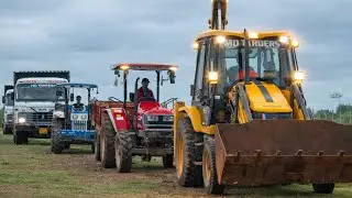 JCB 3DX Backhoe Machine Loading Mud in 2 TATA 2518 Truck | Mahindra 4&times;4 Tractor | Swaraj 855 Tractor