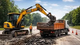 🔥 3D JCB Road Construction Work 🚧 | Powerful JCB Driving on Road #virel #automobile 