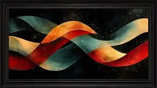 Dynamic Waves Modern Abstract Wallpaper: Black Framed 4K TV Art Screensaver