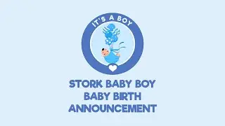 Stork Baby (Boy) Baby Birth Announcement Video Sample | Starts at ₹ 49 / $ 0.99 |  VideoInvites.net