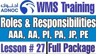 What are Roles and Responsibilities of AAA, AA, PI, PA, JP, PE in ADNOC WMS, Module 2, Lesson # 27