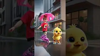 Little duck buys umbrella! Skating in rain with girl&mdash;so fun!#duck #cute #cuteanimals #shorts