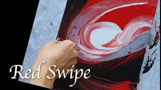 #54 Red Swipe with Silicone Cells / Easy Fluid Art / Acrylic Pour Painting