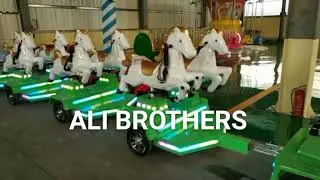 Amusement Park Happy Flying Horses Electric Track Train Racing Running Horse Rides for sale