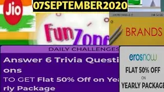 My Jio Funzone Trivia Quiz Answers Today/07SEPTEMBER2020